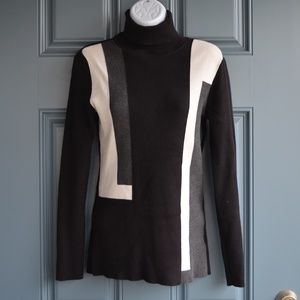 Color Block Turtleneck Sweater by Style & Co. Sz M